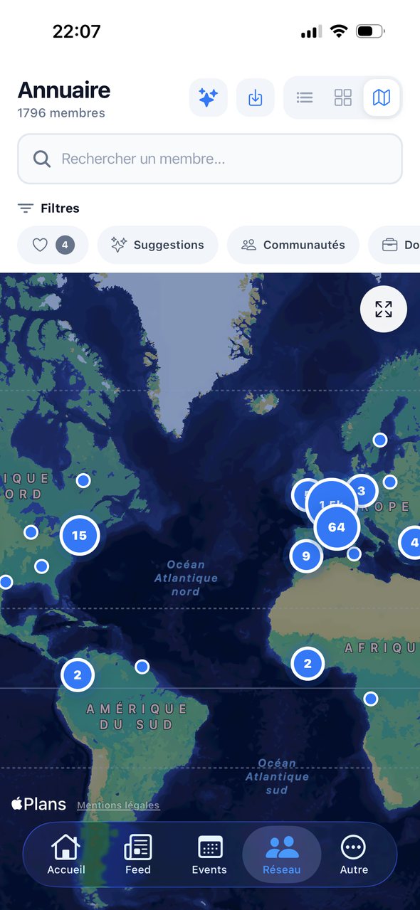 Carte mondiale des membres